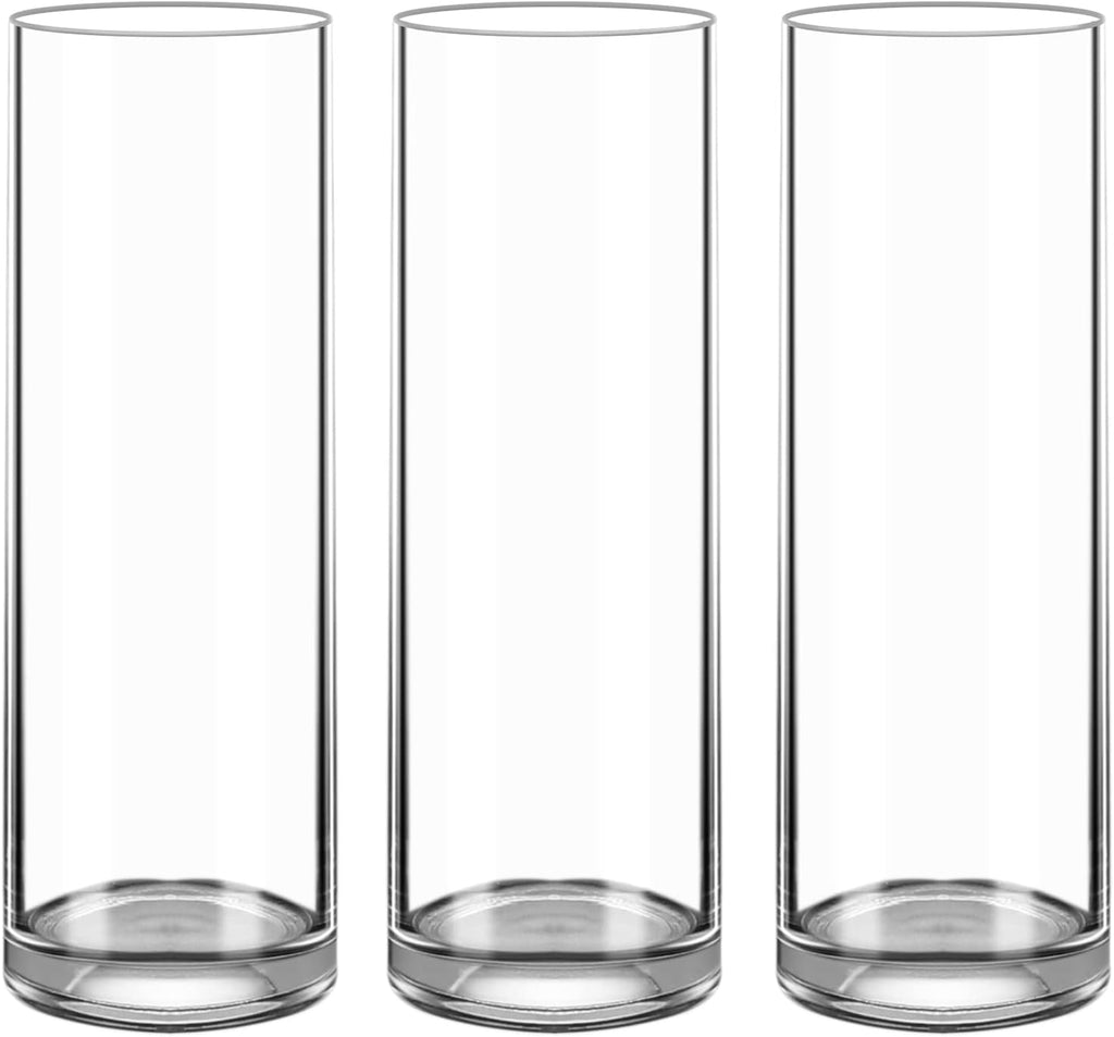 Glass Cylinder Vase 12 Inch High,Keketin Clear Glass Vase 3 Pack,Flower Vase for Table Centerpieces,Decor,Wedding Favors(4" W x 12" H)