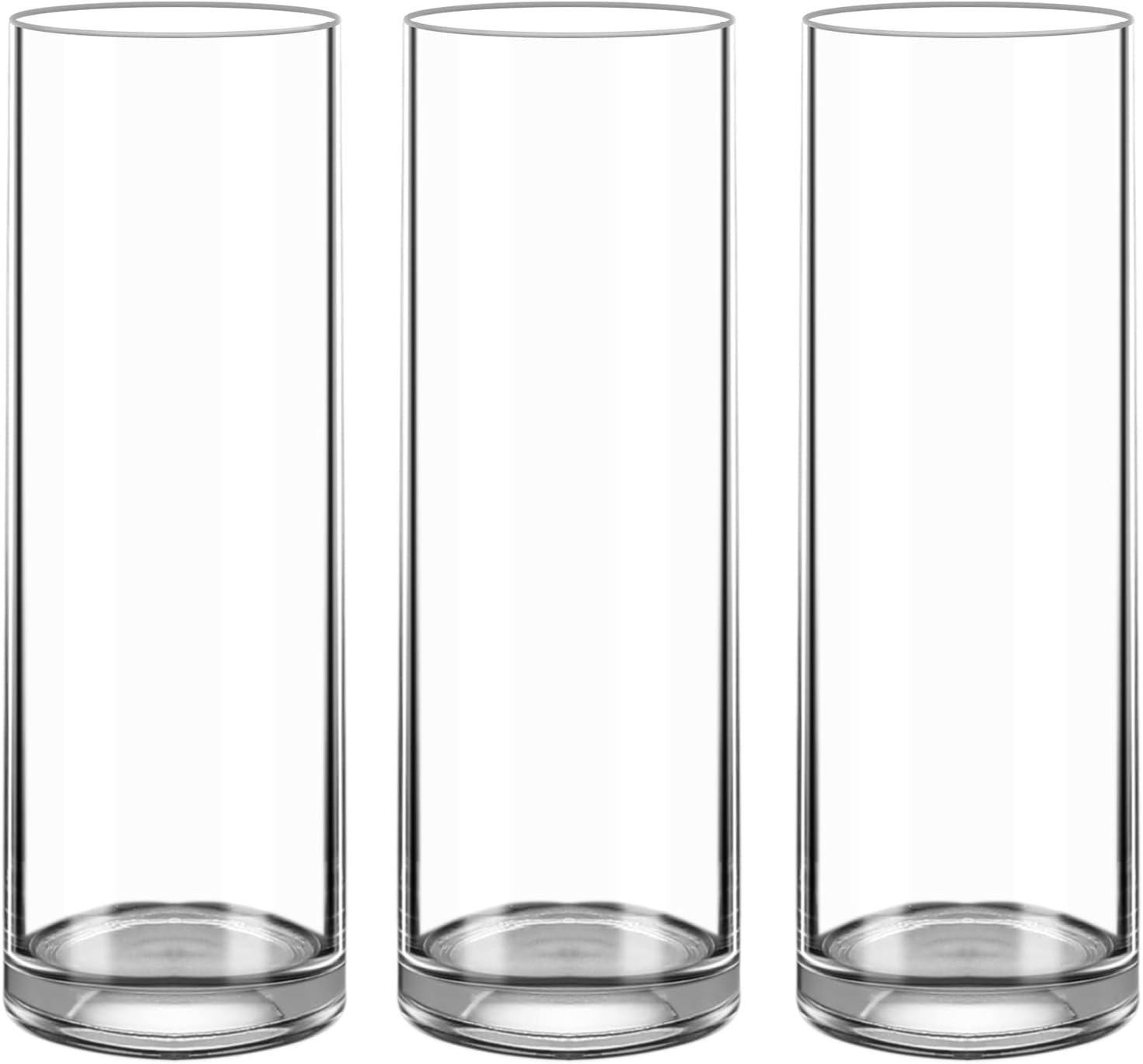 Glass Cylinder Vase 12 Inch High,Keketin Clear Glass Vase 3 Pack,Flower Vase for Table Centerpieces,Decor,Wedding Favors(4" W x 12" H)