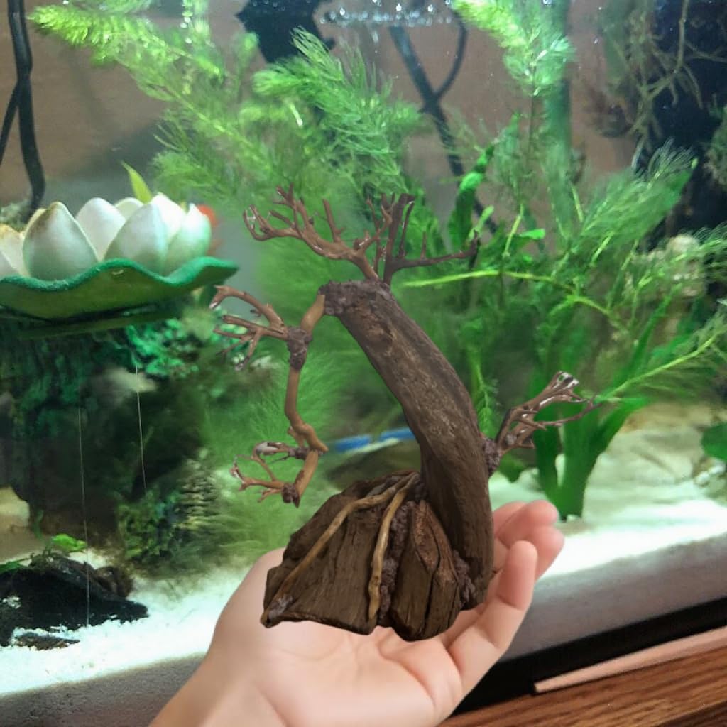 Bonsai Aquarium Driftwood Tree (6 inch Height) Natural, Handcrafted Fish Tank Decoration,Fish Tank hardscape aquascape