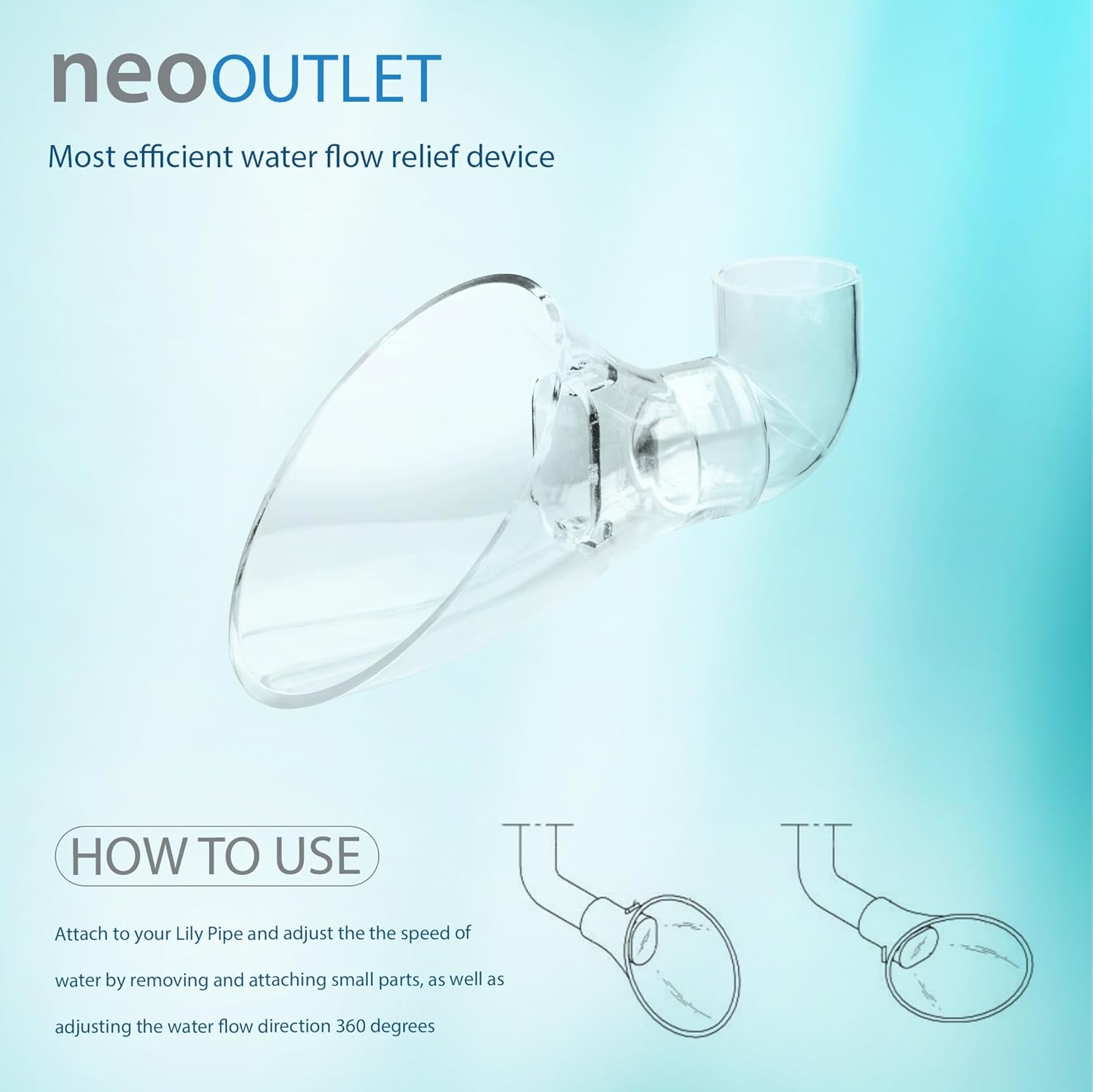 Neo Outlet - Efficient Water Flow Relief with 360-Degree Adjustable Direction, Compact Design, and Durable PETG Material for Neo Flow Lily Pipes - Medium, 13MM (12/16MM)