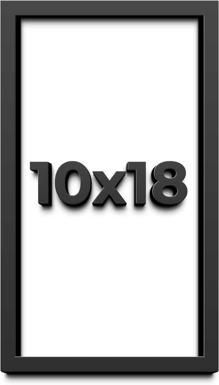 10x18 Shadow Box Frame Black | 1 Inch Deep Solid Wood Shadowbox Display Frame | UV Resistant Acrylic Plexiglass, Acid Free Backing, and Hanging Hardware | Dugan Picture Frame Style