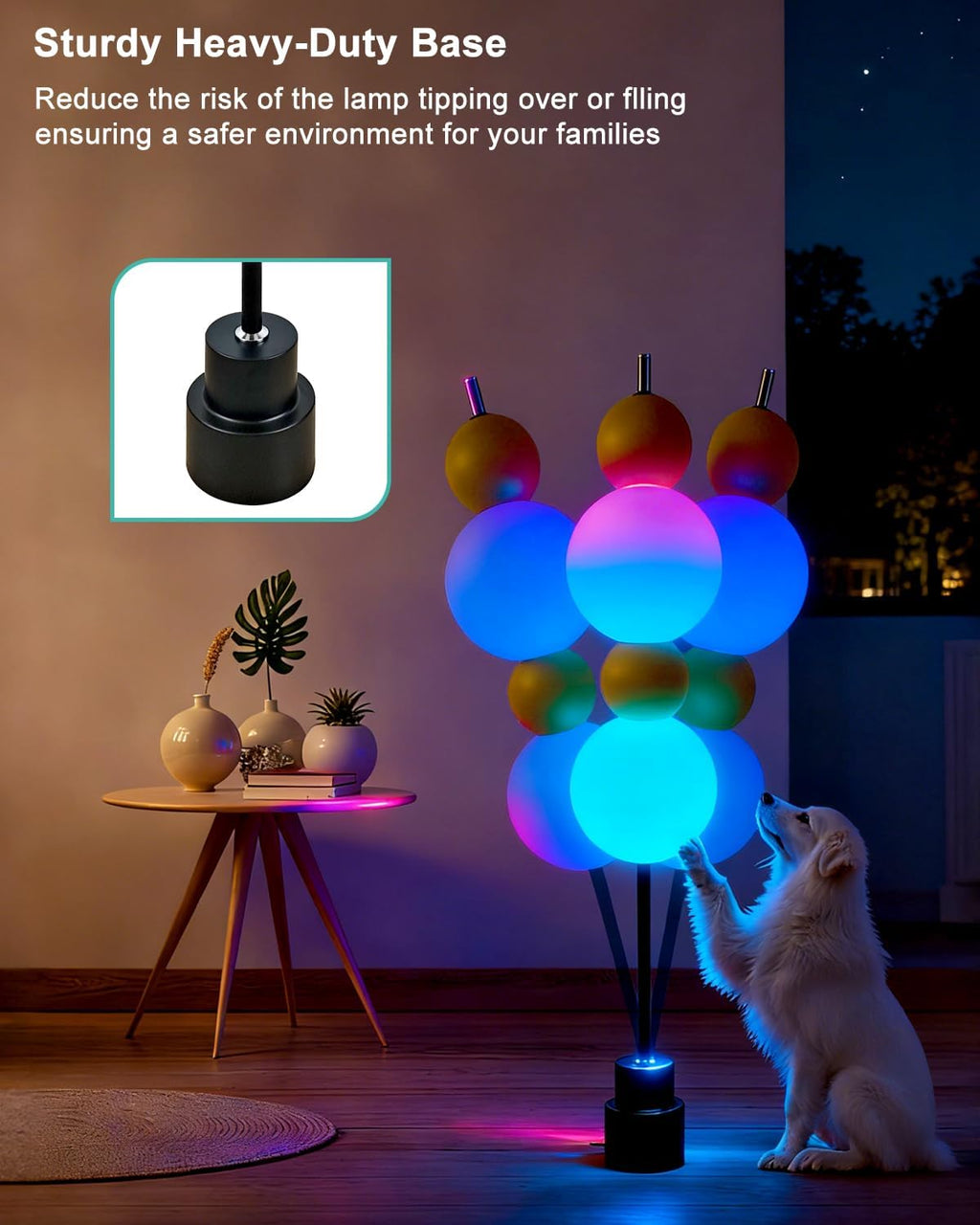 Lightdot RGB& 3000K Floor Lamp with Touch Control, Dimmable Colors Temperature & Brightness, Globe Modern Floor Lamp with Smart Bulb, Yellow Standing Lamps for Living Room