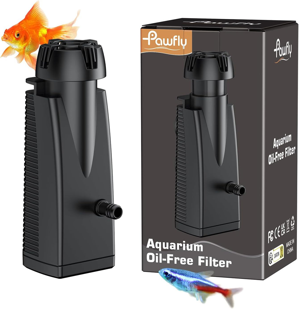 Pawfly 42 GPH 3 W Aquarium Surface Skimmer for Fish Tanks up to 45 Gallons, Aquarium Oil Film Processor, Fish Tank Filter with Bio Sponge & Suction Cups, Fish Tank Oil Skimmer, Oil Film Remover