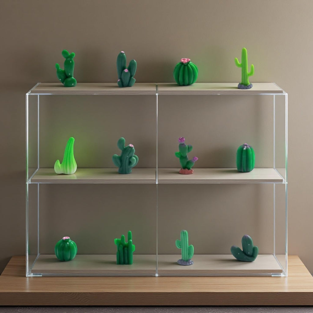12 Pieces Mini Cactus Figurine Miniature Decorative for Desktop Garden Plant Pots Cute Small Cactus Figures Landscape Desert Decor