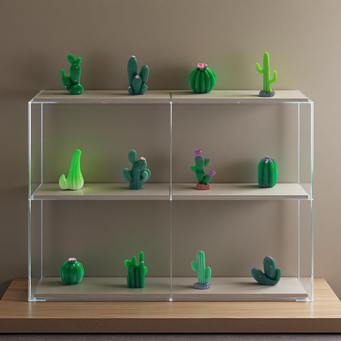 12 Pieces Mini Cactus Figurine Miniature Decorative for Desktop Garden Plant Pots Cute Small Cactus Figures Landscape Desert Decor