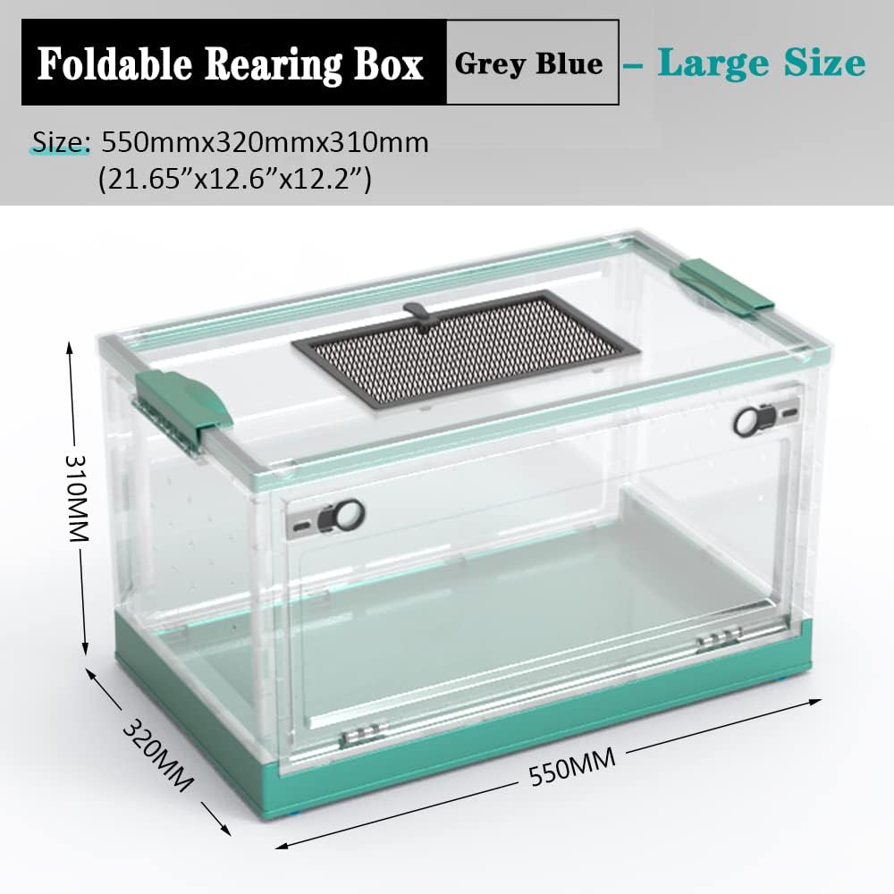 Large Snake Reptile Tank Amphibians Habitat Cages Sliding Screen Top for Lizard,Gecko, Frog, Hamster Animals(21.65"x12.6"x12.2") (Grey Blue)…