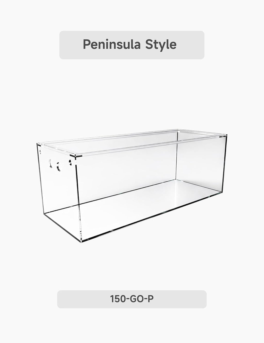 150-GO-P Gallon Starfire Aquariums with Center Overflow 60x24x24 H 12mm Shadow Overflow Peninsula