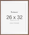 Fun Memories 26x32 Oak Picture Frame for Wall, 26x32 Frame with Matted to 22x28, Solid Wood Picture Frames for Wall Art Photo and Prints (Walnut, 1 Pack)