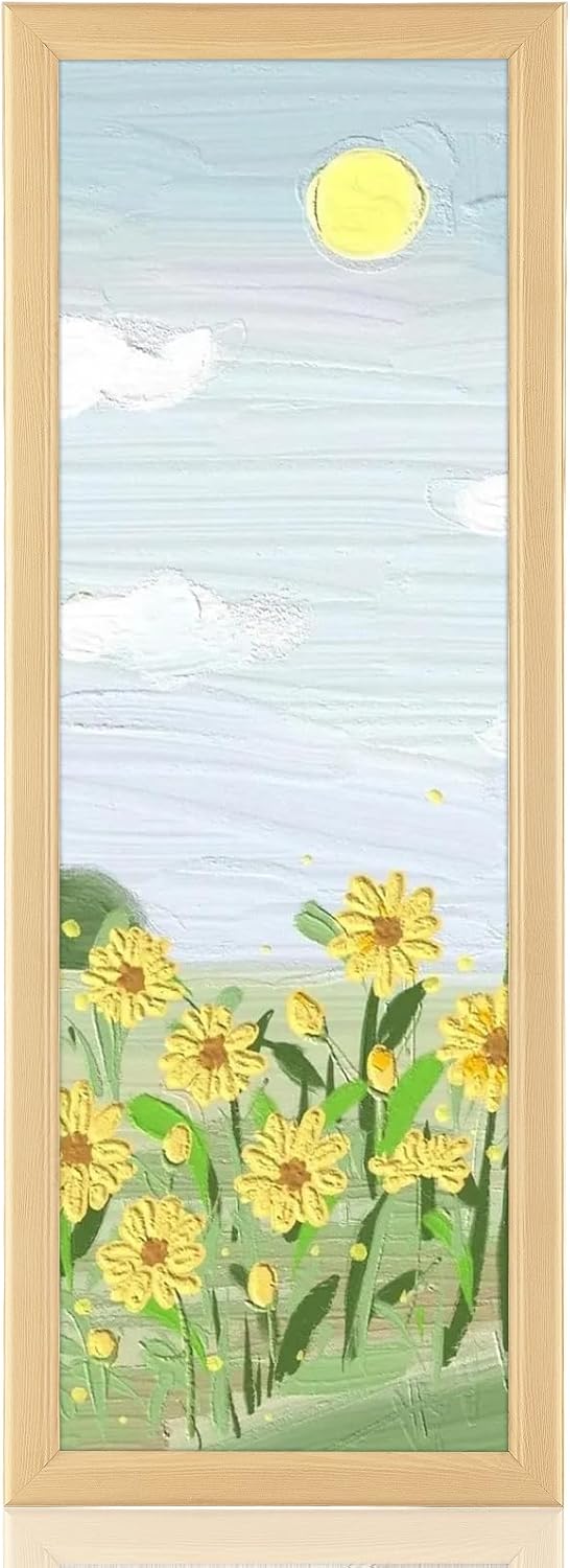 8x24 Wood Frame, Rustic Natural Wooden 24x8in Poster Picture Frame, Modern Beige Woodgrain 8 x 24inch Gallery Wall Photo Frame with HD Plexiglass, Horizontal Vertical Wall Mounting Display 1pcs