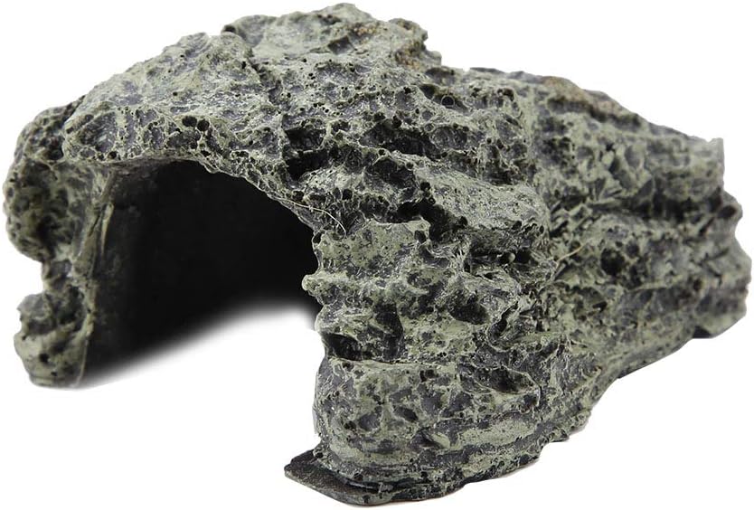 Reptile Hideout Cave,Resin Rock Hides Habitat Decor Fish Tank Decorations Shelter Tortoise Basking Terrace Pet Terrarium Nest Decoration for Gecko,Spiders,Frogs,Fish,Turtles and Hermit Crabs