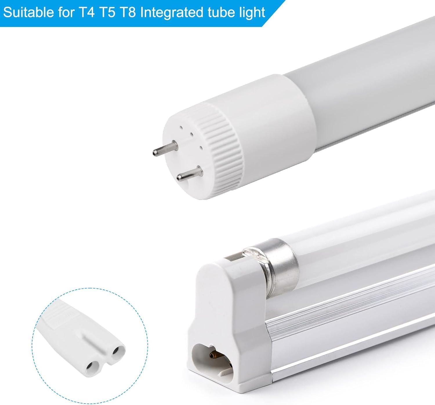 T5 T8 LED Wire Connector Power Cord LED Tube Power Extension Cord US Plug for LED T5 T8 Light Tube Integrated LED Light Fixture Extension Cable Wire- 2 Pack (1.8M/6Ft 2pin)