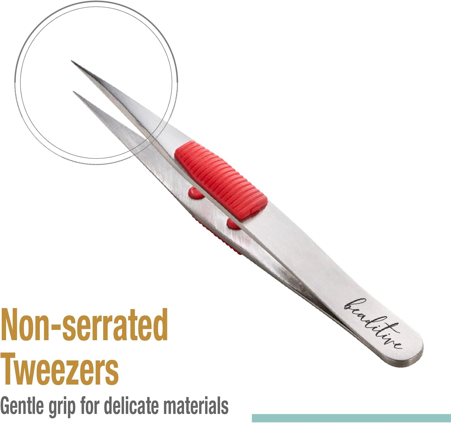 Beaditive High Precision Heavy-Duty Tweezers With Cushion - 4.7" Craft Tweezers for Sewing, Beading & DIY Crafts - Non-Serrated, Fine Point Tips - Stainless Steel Needle Nose Hobby Tweezers (Fuchsia)