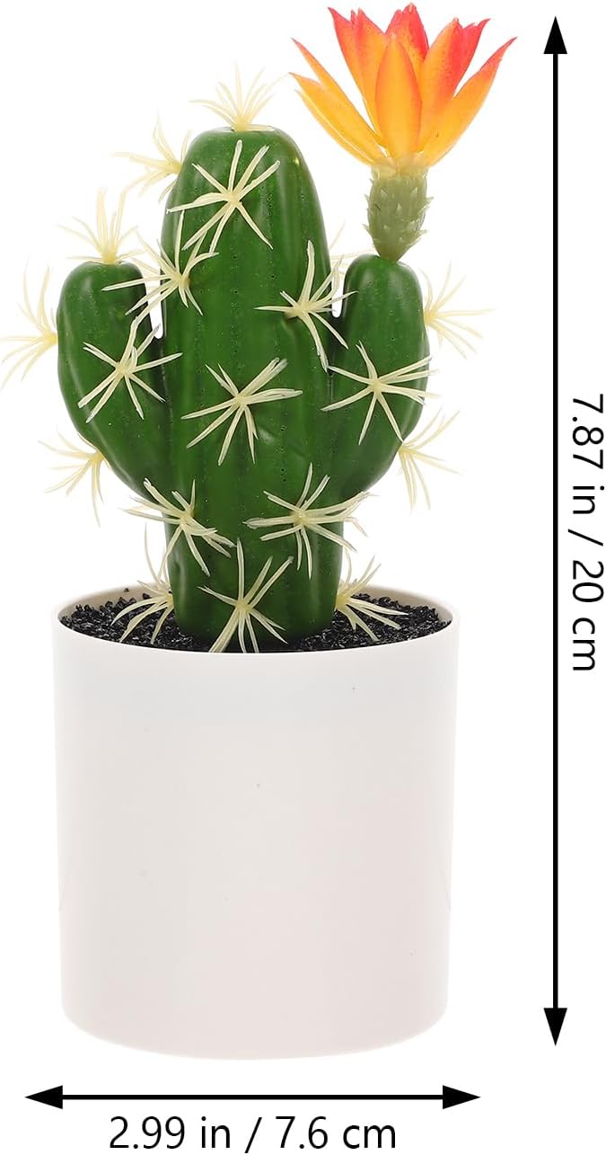 HOMSFOU Artificial Cactus Bonsai Lifelike Plastic Potted Cactus Ornament for Tabletop Decor and Easy Care Fake Plant for Home Office Decoration
