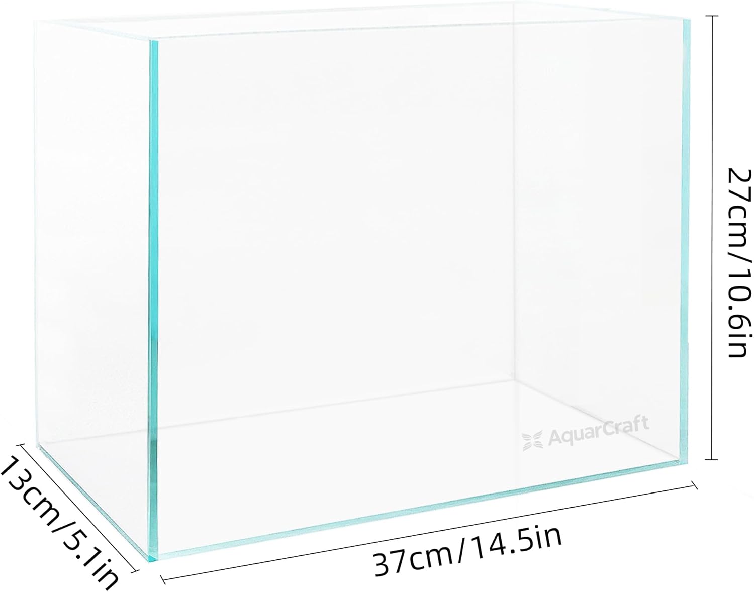 Ultra Clear Glass Fish Tank 3.5 Gallon, 5mm Thickened Rimless Aquarium Tank Low Iron, Nano Aquarium for Betta Gold Fish Shrimp，14.5”L x 5.1”W x 10.6”H