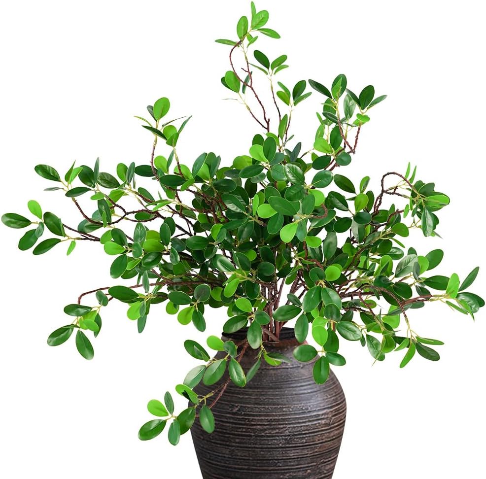 Artificial Plants Faux Greenery Eucalyptus Stems,Faux Branches for Vase Filler,Artificial Ficus Twig Branches Stems for Shop Garden Office Home Décor (6, Stems03)