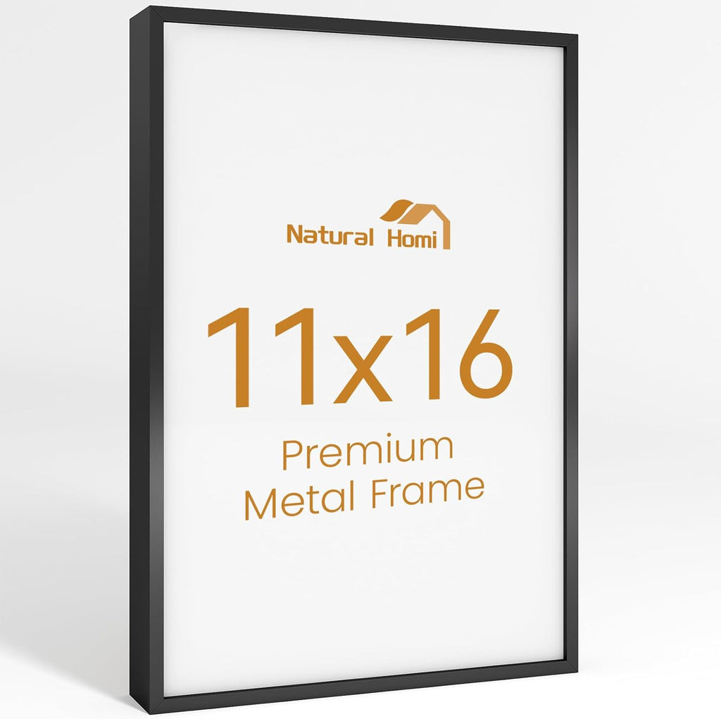 11x16 Aluminum Metal Picture Frame,Tempered Glass Black Photo Frame 11x16 for Family Photo,Posters,Art,Document to Wall Mount Horizontally or Vertically