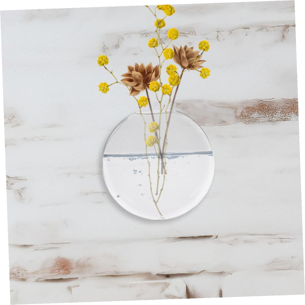 2pcs Clear Glass Wall Vases for Hydroponic Plants Transparent Hanging Terrarium Bowls with Wallmount Design Space-Saving Decorative Containers for Indoor Root Display and Easy