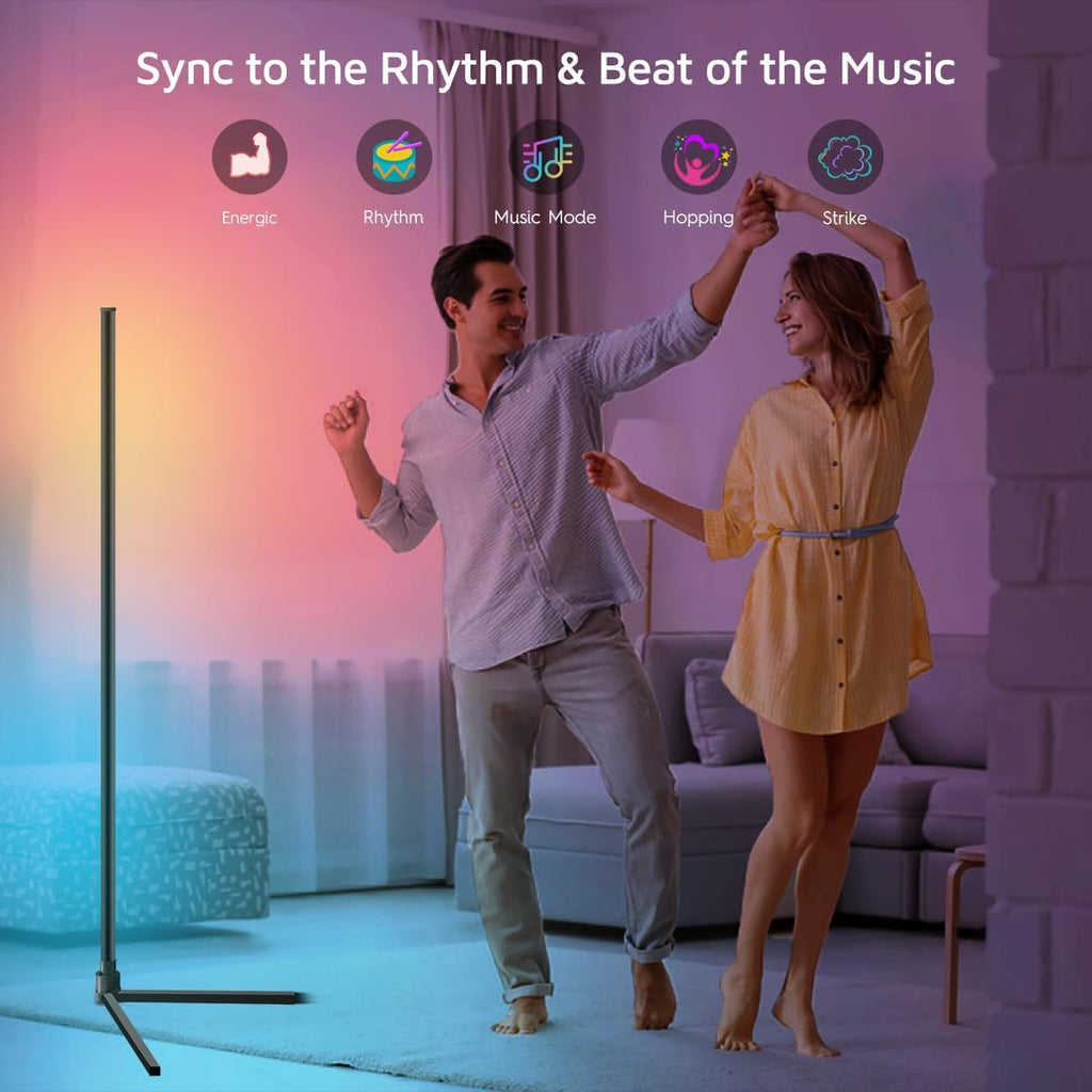 RGBWW Corner Lamp, Color Changing Floor Lamps for Living Room, Compatible with Alexa, Google Home, WiFi APP Remote Control, 2700k-6500k Smart LED 61" Tall Standing Lamp for Bedroom Game Room