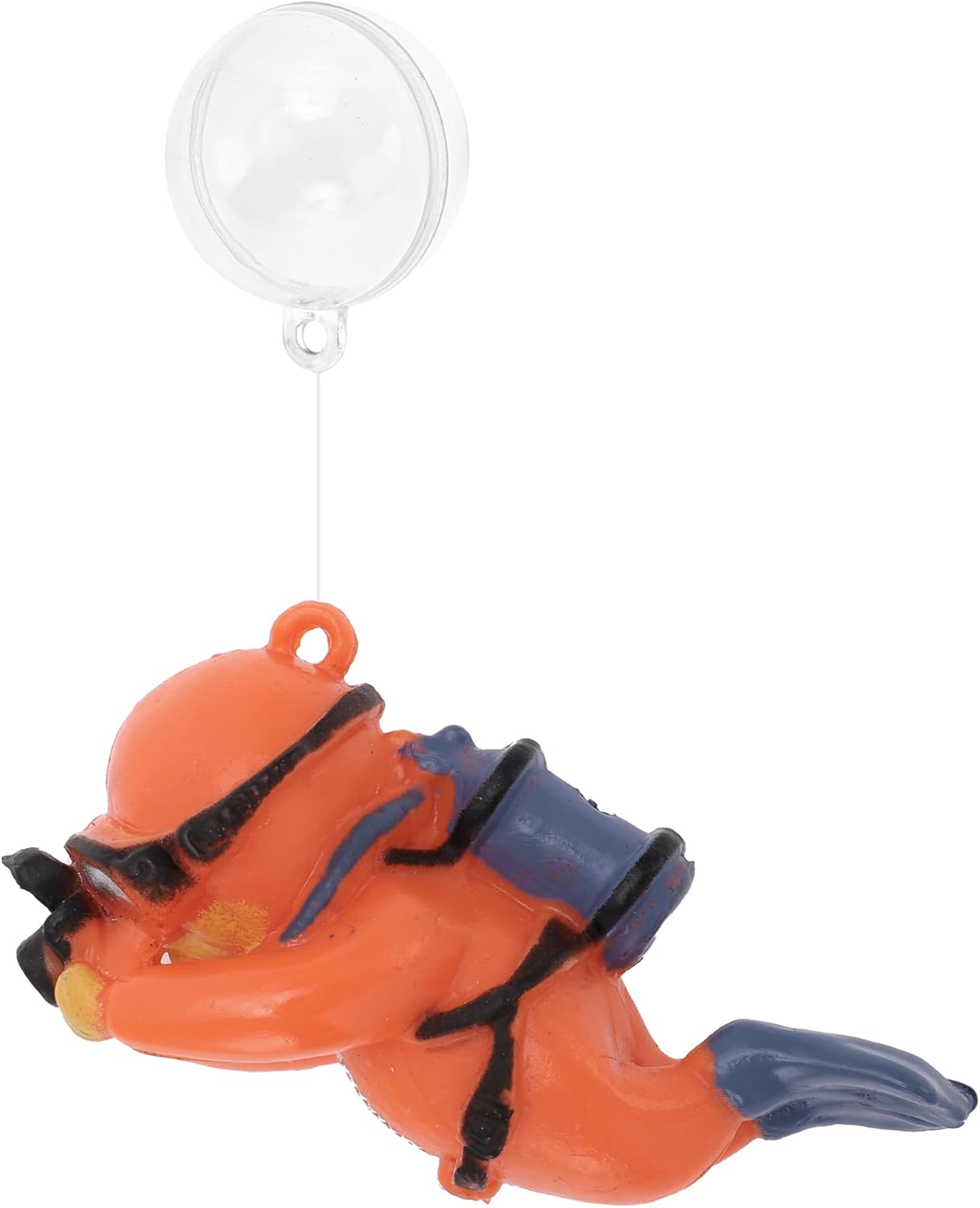 Diver Aquarium Decorations, Floating Diver Fish Tank Decorations, Floating Cartoon Diver Decor, Fun Floating Fish Decoration, PVC Diver Decor, Orange, 1 Set
