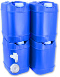5-Gallon Stackable Water Storage Containers, 5 Gallons Each w/Lids + Spigot, Easy Fill, Survial Supply Emergency Water Storage for Camping and Disaster Preparedness, RV, 20 Gallon (4 Tanks)