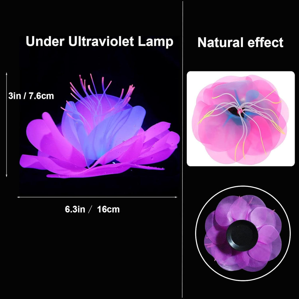 4 Pack Silicone Glowing Fish Tank Decorations Plants,Aquarium Fish Tank Glow Ornaments,Artificial Sea Anemone Coral Decor with Glowing Effect for Glow Fish Aquarium