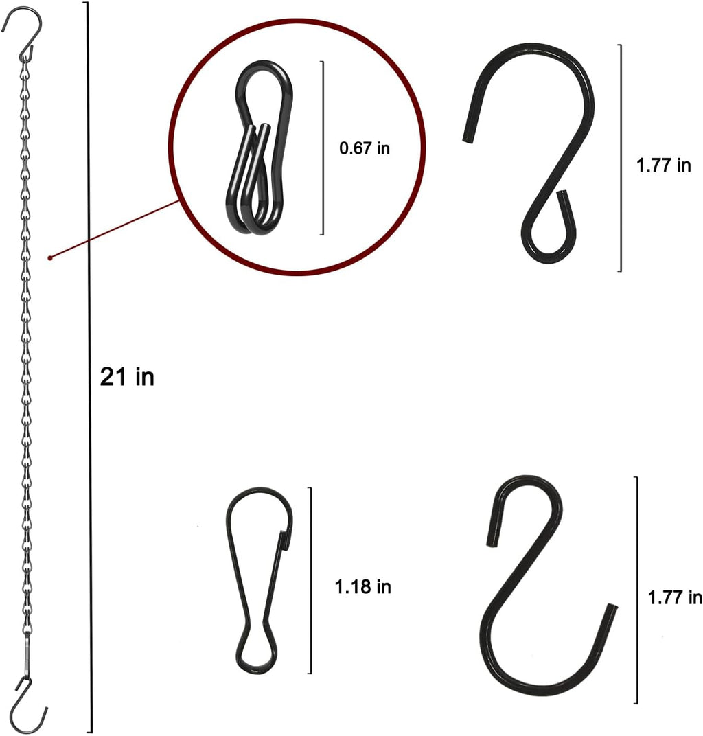 Adjustable Hanging Chain with Hooks, 20.8 Inch, Black
