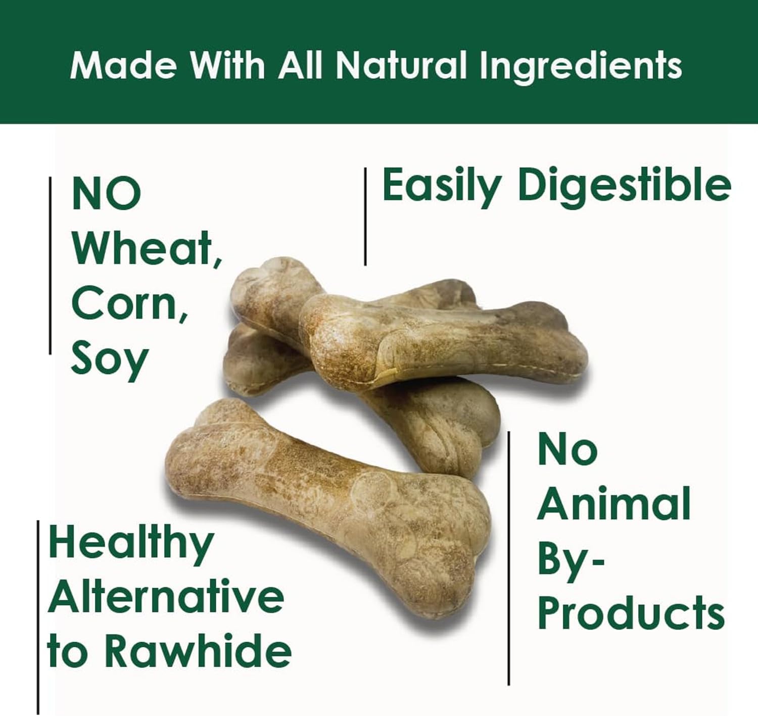 Bonies Natural Skin & Coat Formula Medium-Sized Single Bone - Promote Silky Coat & Healthy Skin, Healthy Teeth & Fresh Breath, Low Calories - Chicken Flavor, [Medium Dogs], 8 Bones