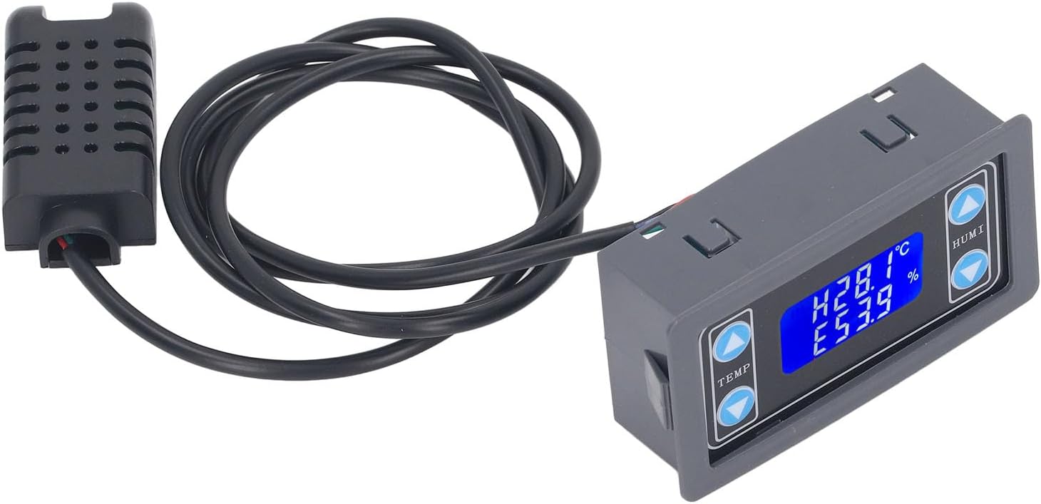 Temperature Humidity Controller Dual Relay Output Digital Thermostat Humidistat Control Module for Greenhouse Reptile Terrarium ABS Material