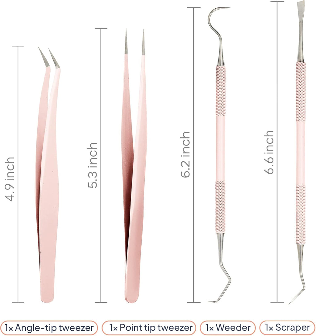 Premium Vinyl Weeding Tool Kit - Precision Stainless Steel Weeder - Hook and Pick with Fine Tweezers Crafting Set for Cricut Vinyl - by iVyne (Rose Gold)