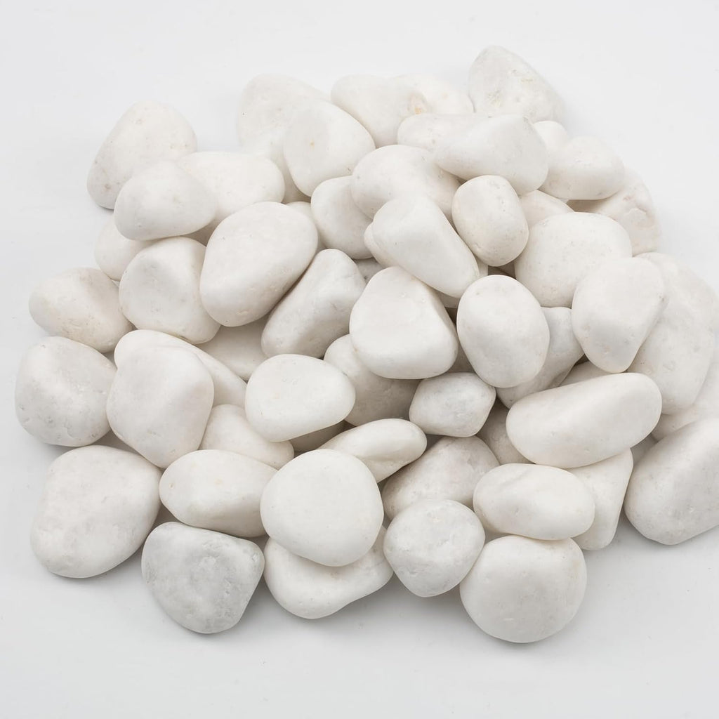 40lbs White Natural River Rocks, Polished Pebbles for Plants Garden, 1-2 inch Decorative White Stones, Ideal for Fish Tank, Vases, Crafting, Home Decor and Garden Landscaping Rocks,White