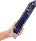 JIC Gem Large Blue Sodalite Obelisk Tower Points Healing Crystal Wand 6 Faceted Blue Quartz Crystals Tower Wand Home Decor Reiki Healing 2.6-3.0 Lbs