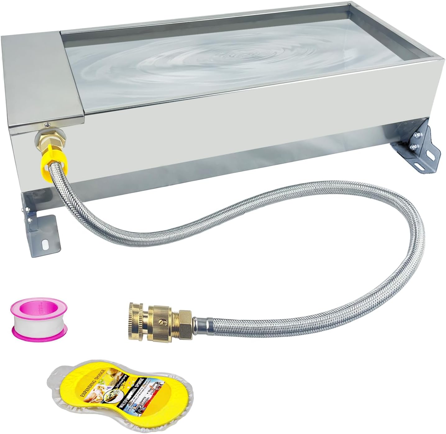 Automatic Livestock Water Trough Large Capacity Self Filling Dog Waterer Tank Stainless Steel Animal Drinking Water Bowl Dispenser with Float Valve Kit for Dog Horse Goat Pets Pig Cow