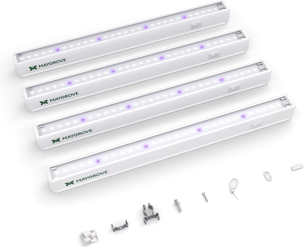 Grow Lights for Indoor Plants 1FT, Blue-Rich Full Spectrum 5000K Grow Light, 28W(4 x 7W), T5 LED Grow Light Strips for Succulents, High PPFD, Linkable, White, 4-Pack