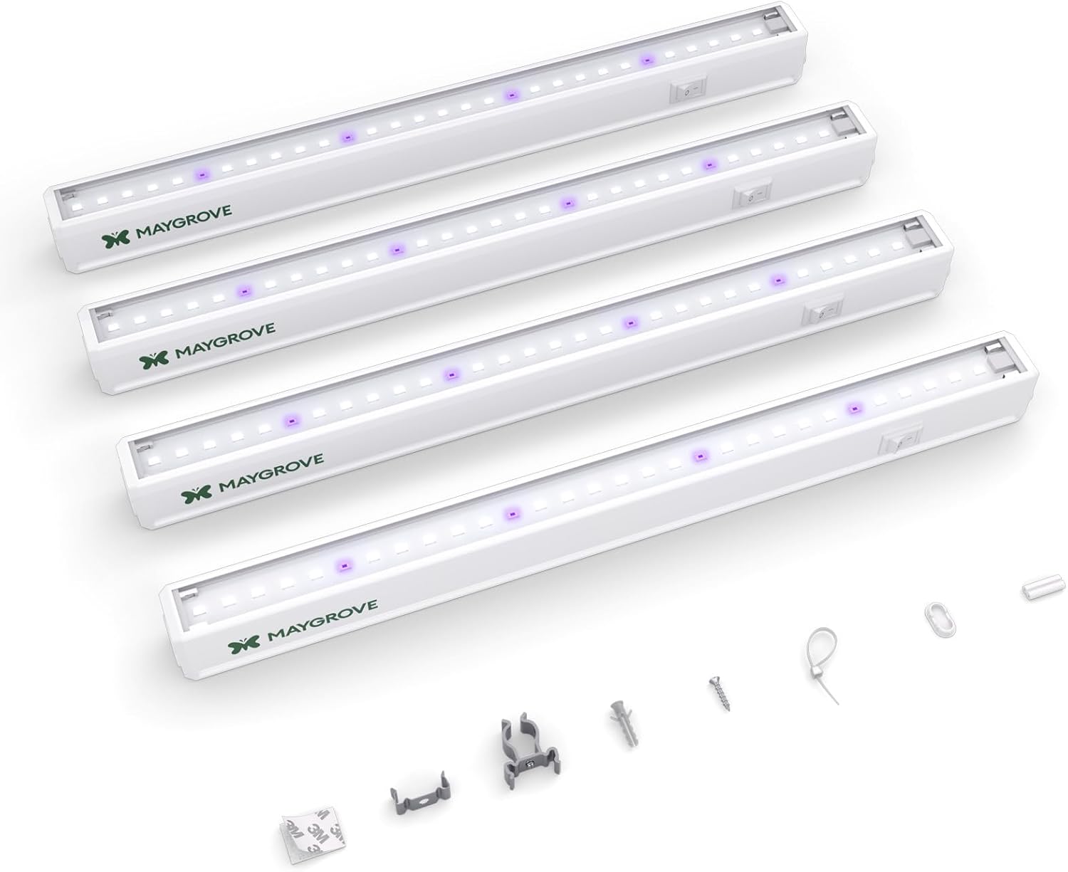 Grow Lights for Indoor Plants 1FT, Blue-Rich Full Spectrum 5000K Grow Light, 28W(4 x 7W), T5 LED Grow Light Strips for Succulents, High PPFD, Linkable, White, 4-Pack