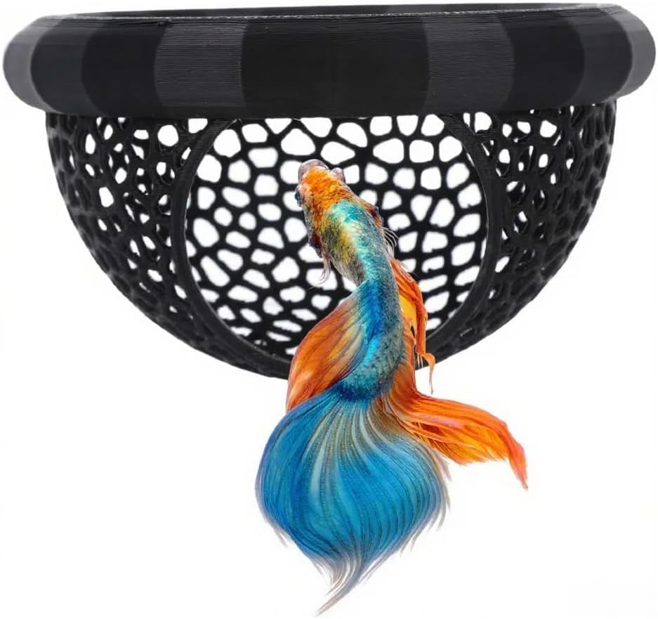 Laoha 2 PCS Floating Betta Hammock & Shrimp Shelter – 3D Printed Aquarium Decor with Feeding Ring, Safe Resting Spot for Betta Fish, Shrimp and Small Fish
