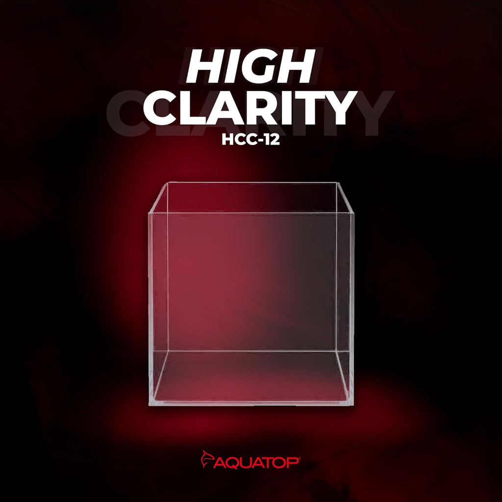 Aquatop High Clarity Low Iron Glass Cube Aquarium, 7.1 Gallon – 5mm Thick Glass – Slim Design – Ideal for Fresh & Saltwater – Desktop Tank with Silicone Sealing