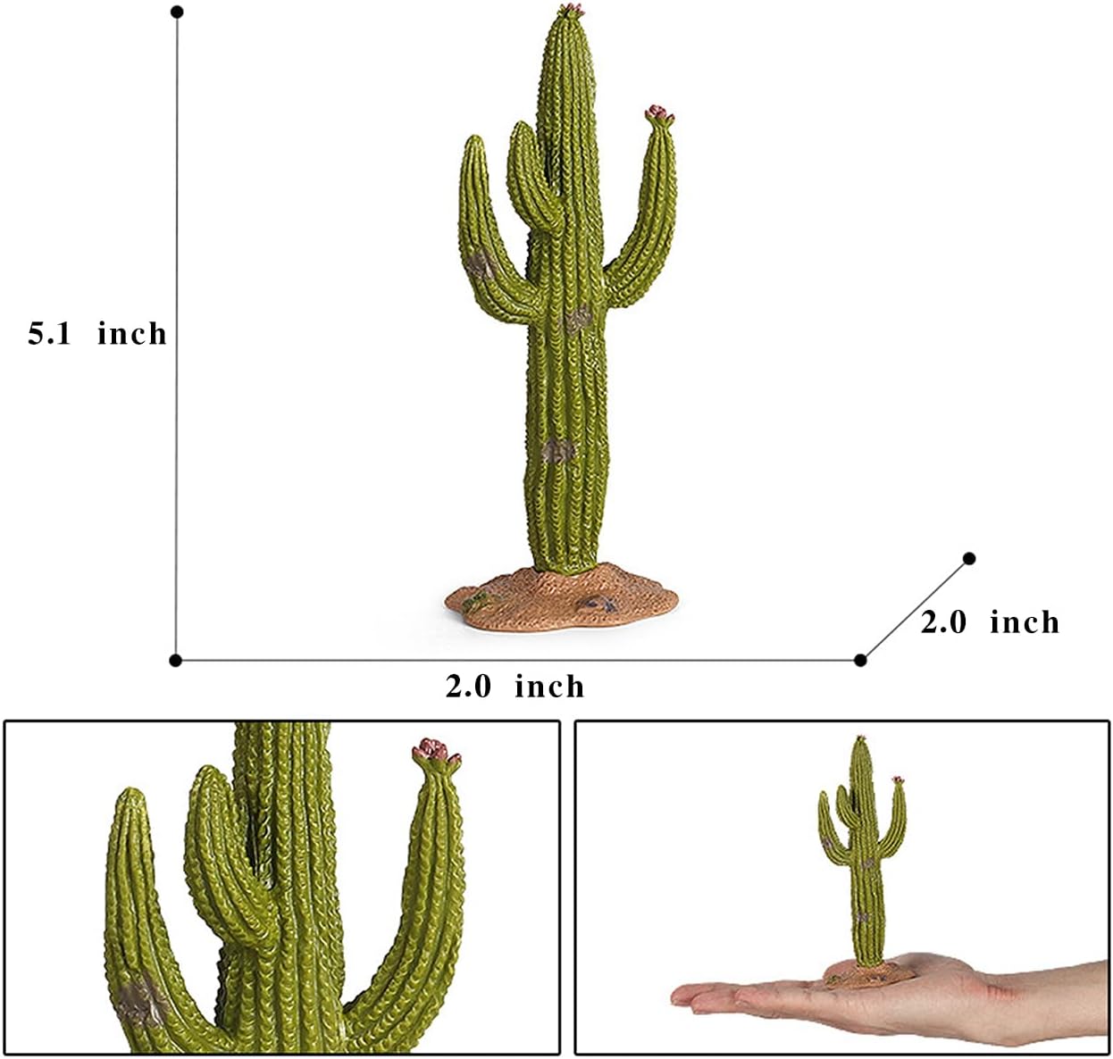 EOIVSH Desert Animal Figurines Set with Model Cactus - Artificial Greenery Plant Fake Cacti - Desert Diorama Project - Great for Sand Table Landscape Scene Accessories Decoration