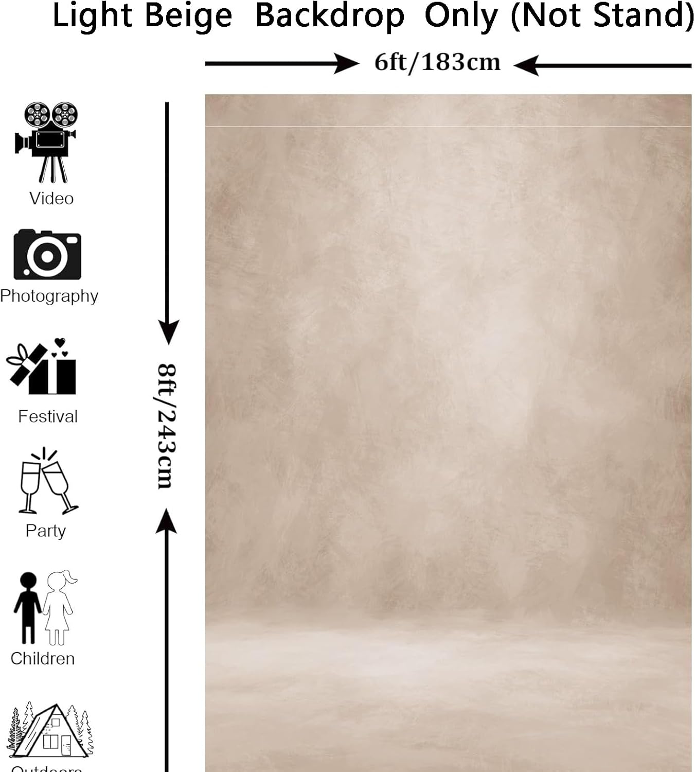 Abstract Professional Photography Backdrop for Portrait Photo Props Booth Background Photoshoot Studio with Polyester Fabric Roller Pocket on Top (6x8ft,Light Beige,No Stand)