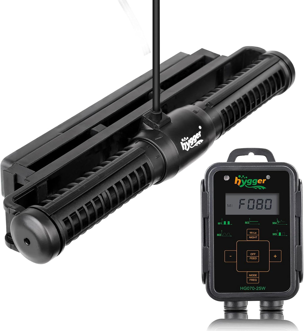 Hygger Aquarium Wave Maker - Adjustable Cross Flow Pump with LED Display Controller, Magnetic DC 24V Powerhead for Freshwater & Marine Reef Aquariums Up to 265 Gallon (25W)