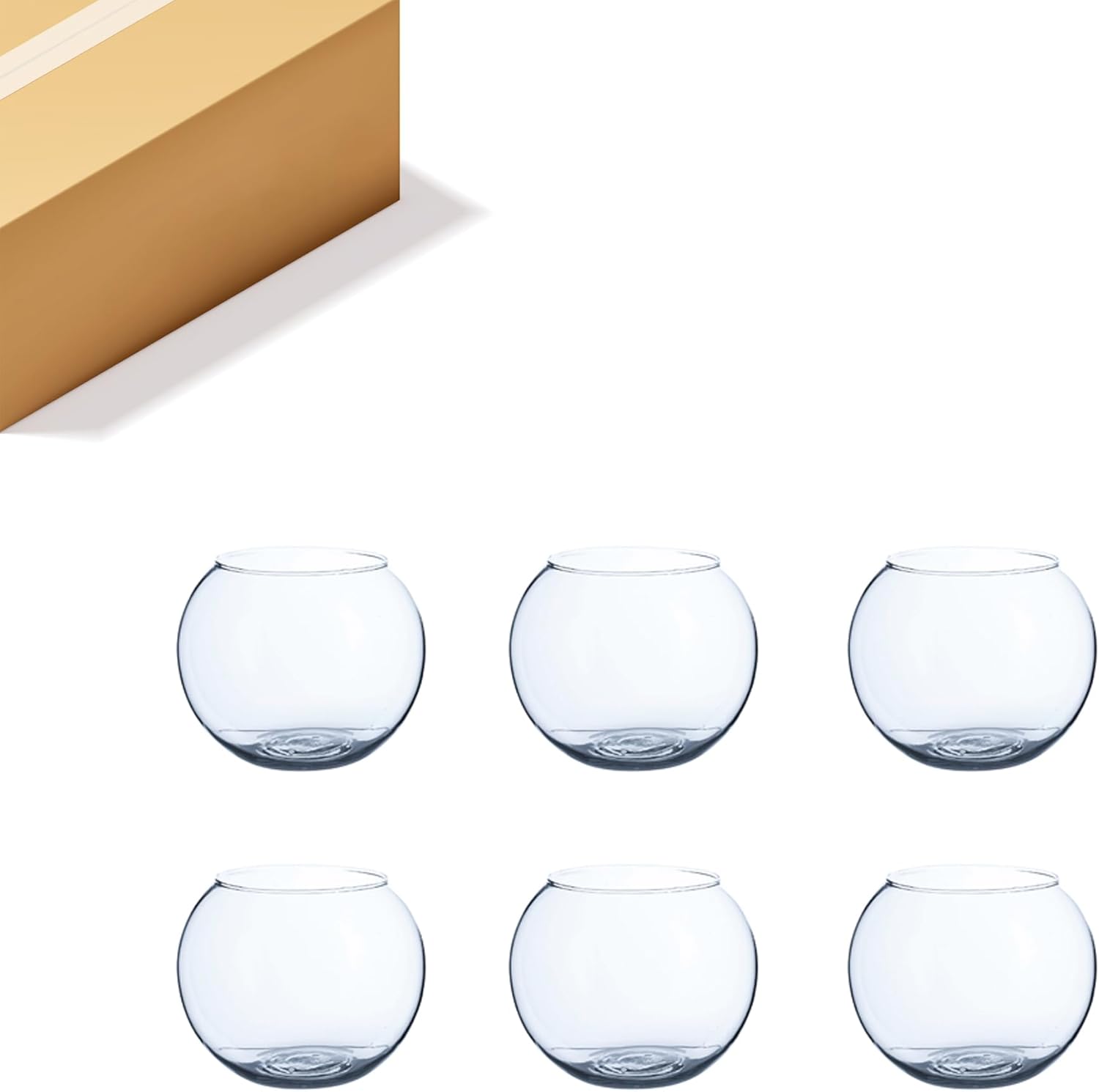 WGVI 6 Pcs Clear Glass Tea Light Votive Candle Holders, Width 3", Height 2.5", Small Globe Bubble Bowl Round Vase, Tabletop Décor Container Terrarium