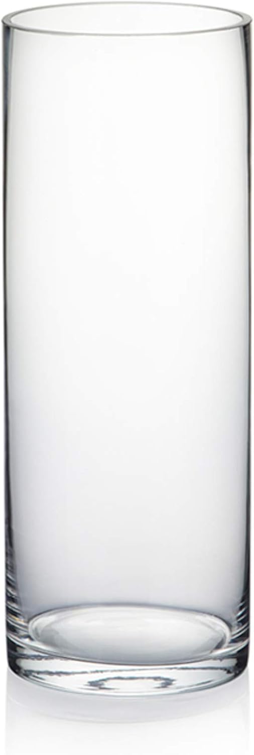 WGVI Quality Thick Clear Cylinder Glass Vases, 3" W x 8" H, Bud Vase Skinny Narrow Floral Bouquet Flower Container for Wedding Centerpieces Tabletop Home Accent Décor Brush Pen Holder, 1 Piece