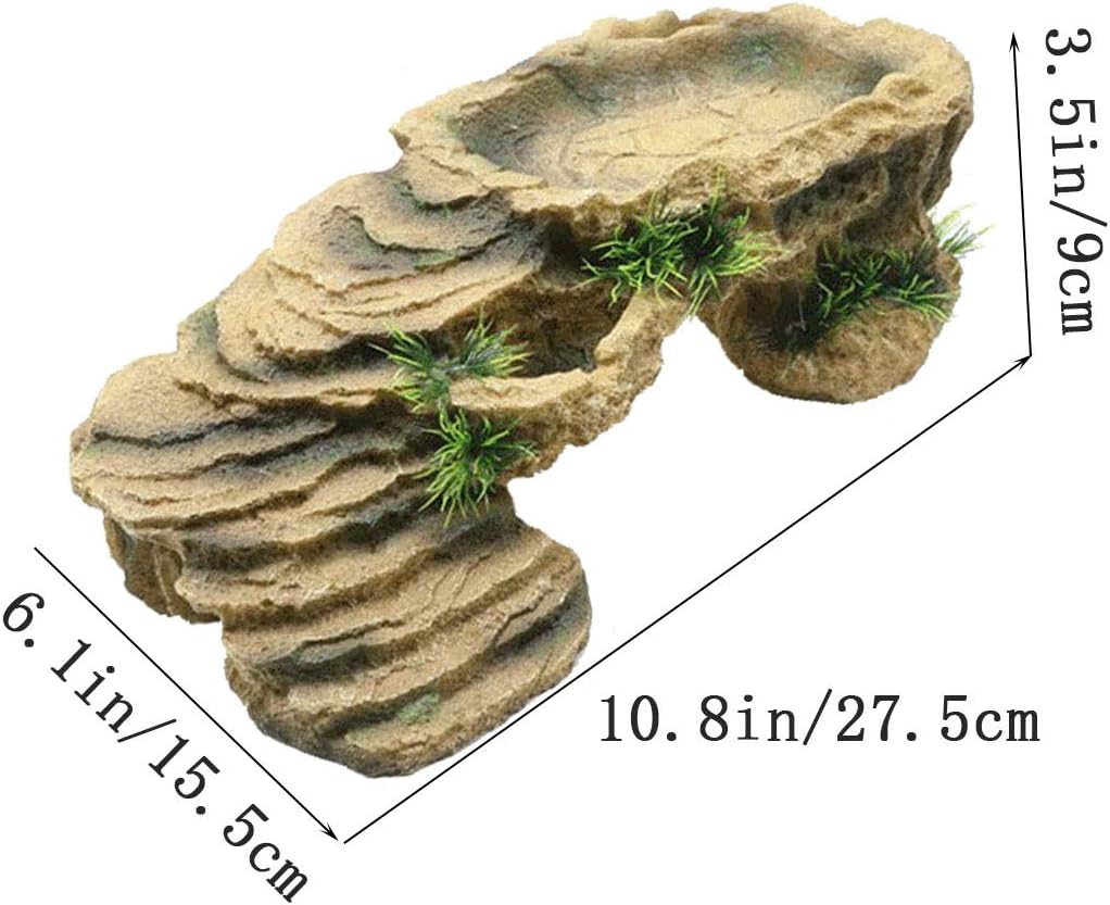 PINVNBY Turtle Basking Platform,Tortoise Resin Dock Resting Rock Reptile Habitat Ornament Hiding Cave Floating Ledge Aquarium Decoration for Bearded Dragons,Lizard,Newts,Frogs