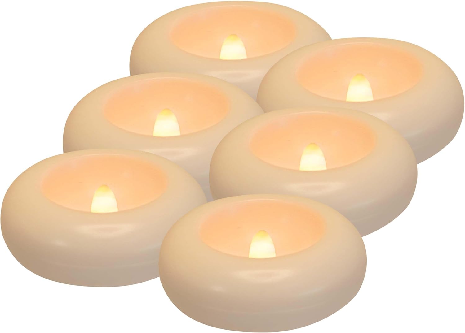 Aignis 6 Flameless LED Floating Candles, 3-Inch Plastic Battery Operated Tealights, Glow Time Over 120 Hours, Cozy Romantic White Light, Suitable for Pool/Bathtub/Hot Bath/Wedding Centerpiece Decor