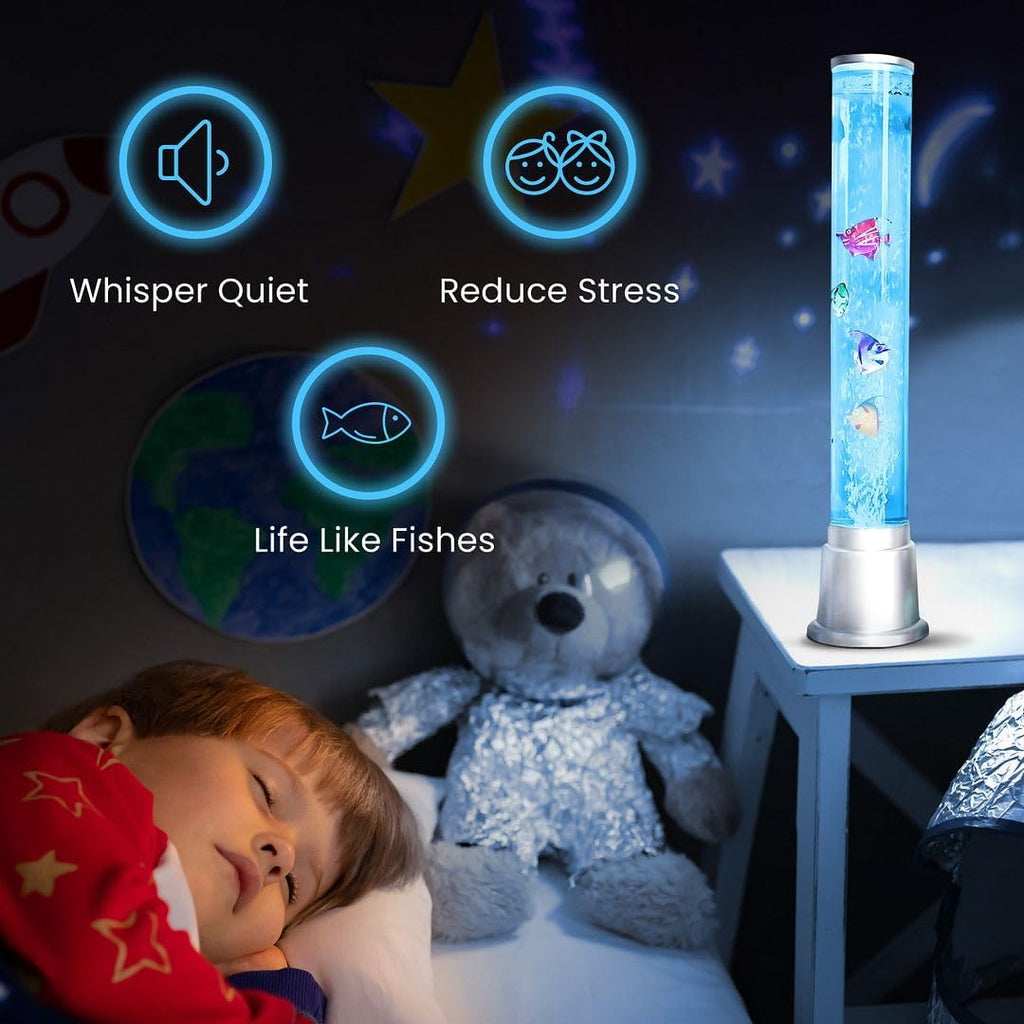 Fish Lamp Sensory Bubble Tube Bubble Lamps Aquarium Night Light 6 LED Color Changing Sensory Tubes Table Lamp Lava Bedroom Lamps Home Decor Desk Fake Fish Tank Christmas Gifts Men 1.9FT