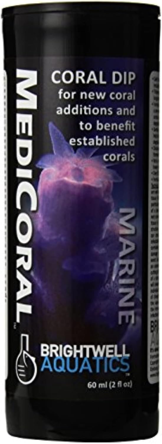 Brightwell Aquatics MediCoral Coral Dip for Stony Soft Leather Polyp Corals Prepares New Additions Reduces Tissue Degradation in Reef Aquariums, 60 ml