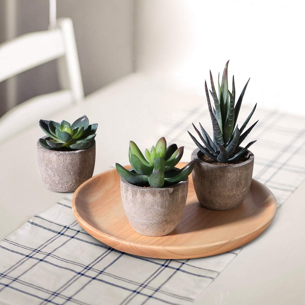 Ounona 3pcs Artificial Succulent Plants Set with Pots - Realistic Faux Mini Succulents for Home, Office, and Aesthetic Decor - Perfect for Desk, Living Room, and Bathroom