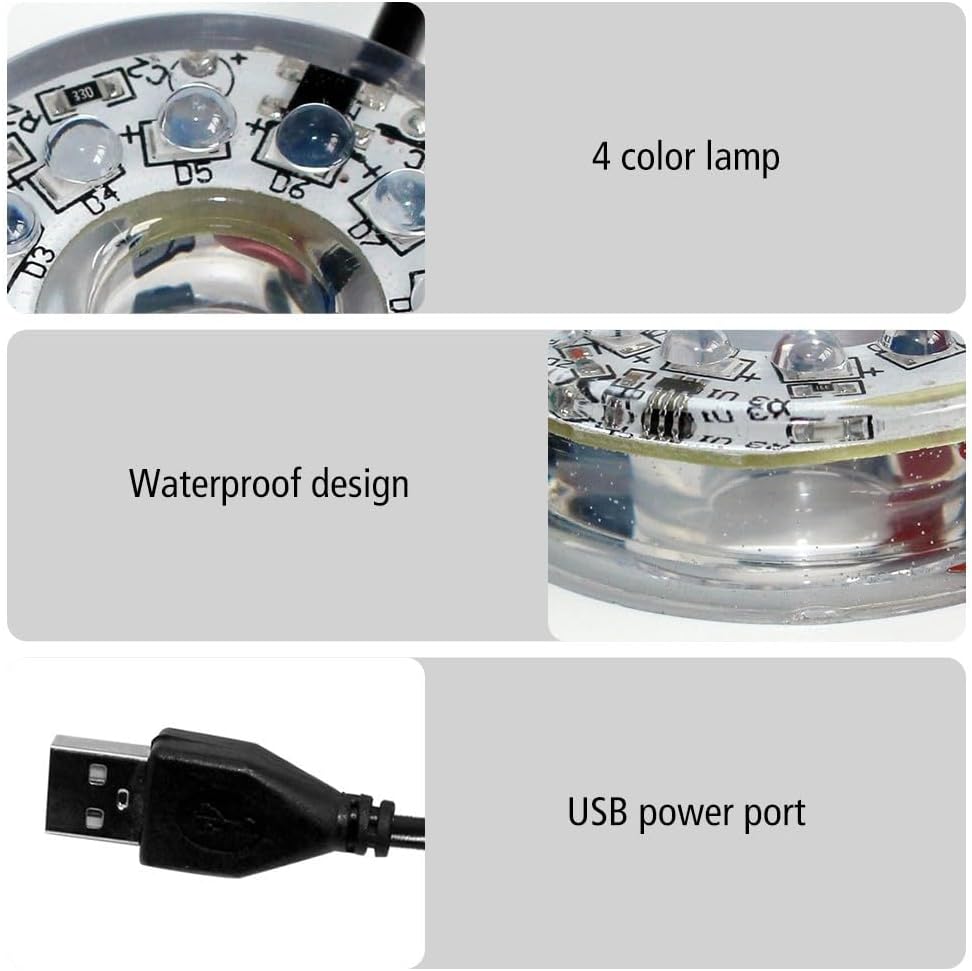 LED Aquarium Light, Colorful Submersible LED Light Waterproof USB Underwater Light for Aquarium Fish Tank