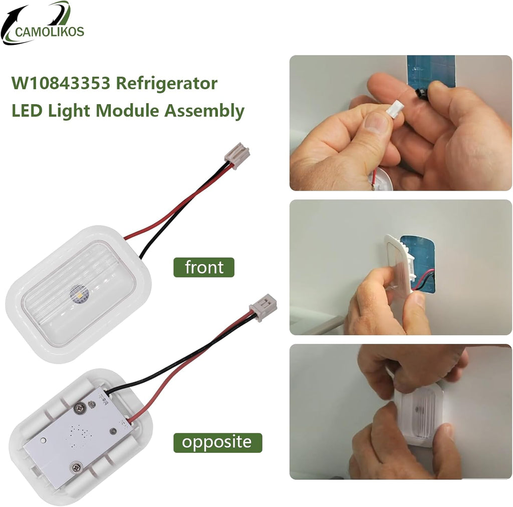 W10843353 W11205083 W10695459 Refrigerator LED Light Module Assembly for Whirlpool W10279030 W10660728 W11126053 Refrigerator Light Replacement White (1Pack)