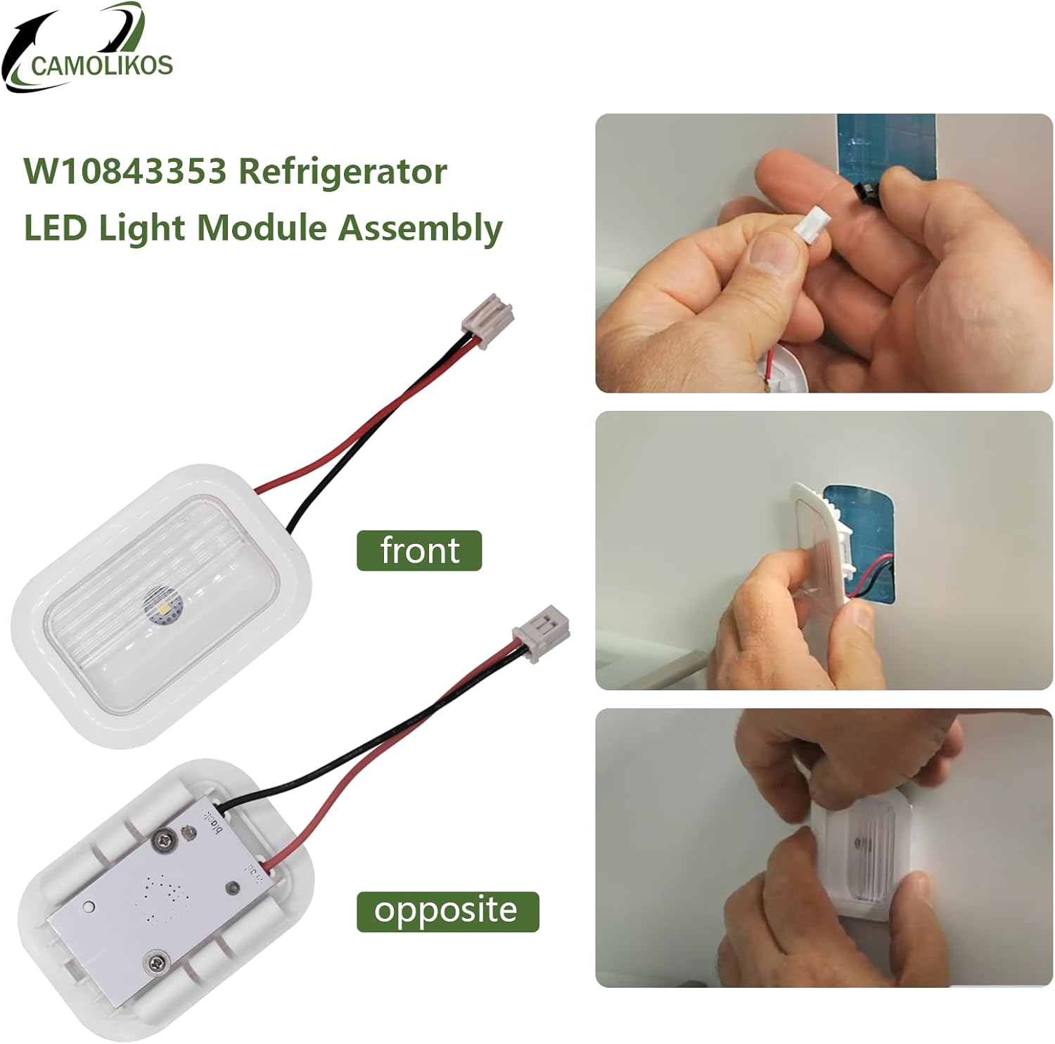W10843353 W11205083 W10695459 Refrigerator LED Light Module Assembly for Whirlpool W10279030 W10660728 W11126053 Refrigerator Light Replacement White (1Pack)