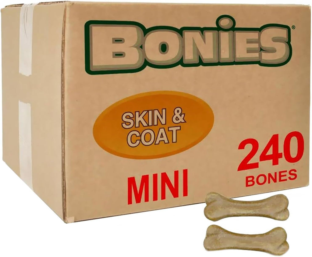 Bonies Natural Skin & Coat Formula Minis-Sized Bone, Promote Silky Coat & Healthy Skin, Healthy Teeth & Fresh Breath, Low Calories - Chicken Flavor, MINI Dogs, 240 Bones